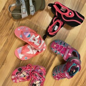Lot of toddler summer flip flops sandals